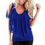 iHENGH Damen Damen Lässige Blumen Splice-Streifen Druck Rundhalsausschnitt Pullover Bluse Tops T-Shirt