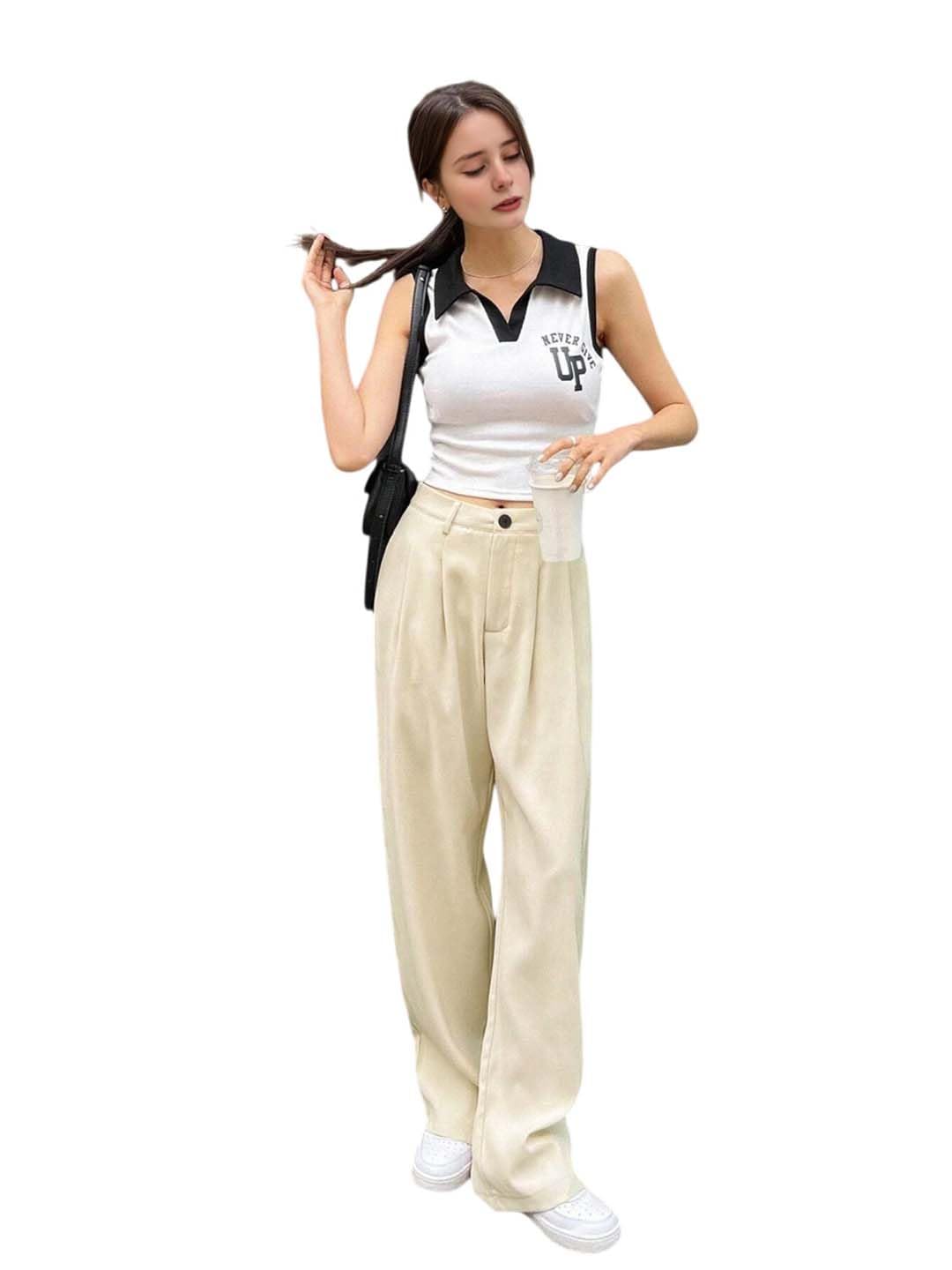 KOTTY Women’s Regular Fit Mid Rise Trouser