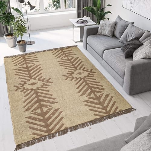 Sanwariya Rugs Handwoven Tribal Flatweave Rug – Beige and Brown