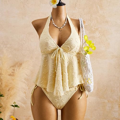 Traje de baño cuello halter con lazo ajustable y almohadilla para playa 4