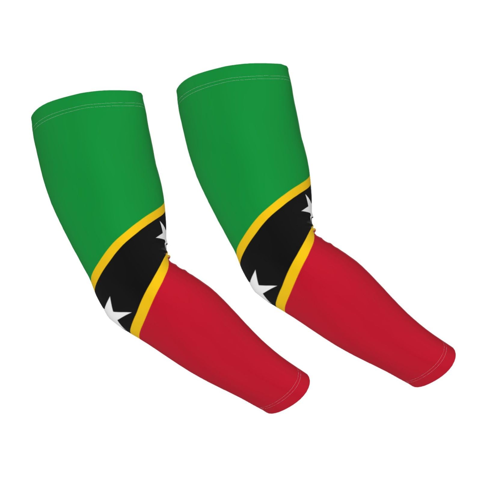 Fjqwklf Unisex Black Saint Kitts And Nevis Flag Cooling Arm Sleeves Cover Summer Sun Protection Arm Sleeves For Women Men Outdoor Sports Ice Silk Arm Sleeves