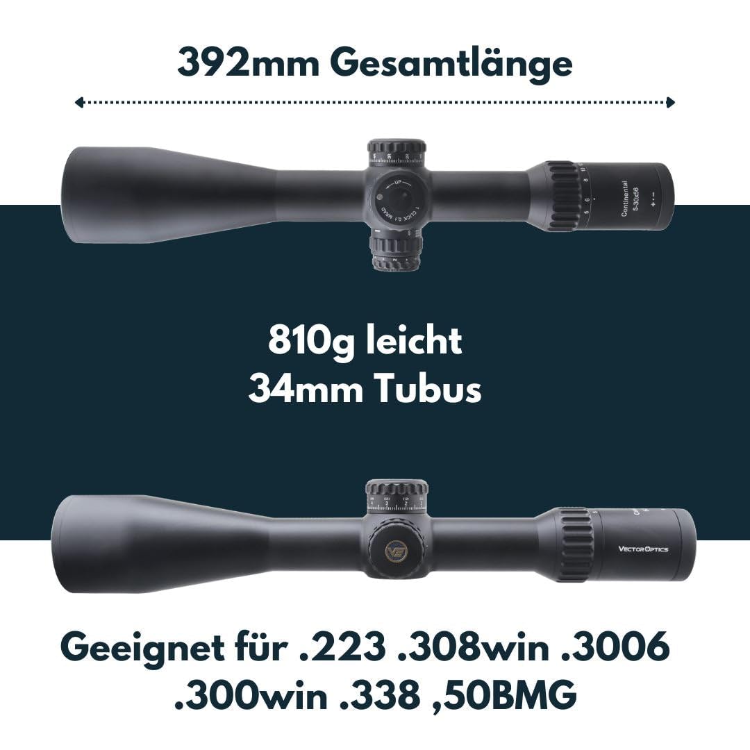 Vector Optics SCFF-41 Continental x6 5-30x56 VEC-MBR Zielfernrohr für Sport, Airsoft und Jagd, Luftgewehr, Ziel-Visier, Gewehrzielfernrohr, Rifle Scope, umfangreiches Zubehör