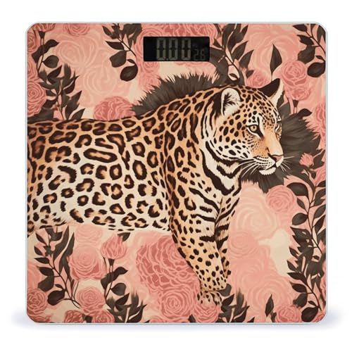 Báscula digital de baño con diseño rayas leopardo, 400 lb miniatura 1