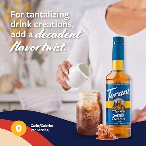 Image of Torani Sugar Free Coffee Syrup, Salted Caramel Flavored Syrup for Drinks, Zero Calorie, Pump Included, 25.4 Fl Oz (Pack of 2)