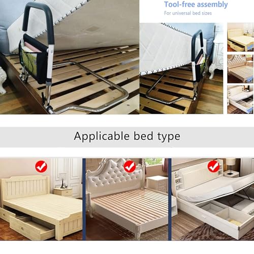 Image of Bedside Safety Handle Folding Bed Assist Grab Bar for Adults Storage Pocket All Prevention Hand Guard Elderly Stability Mobility Aid Seniors Post-Surgery Recovery,Pregnancy Handicap Fit
