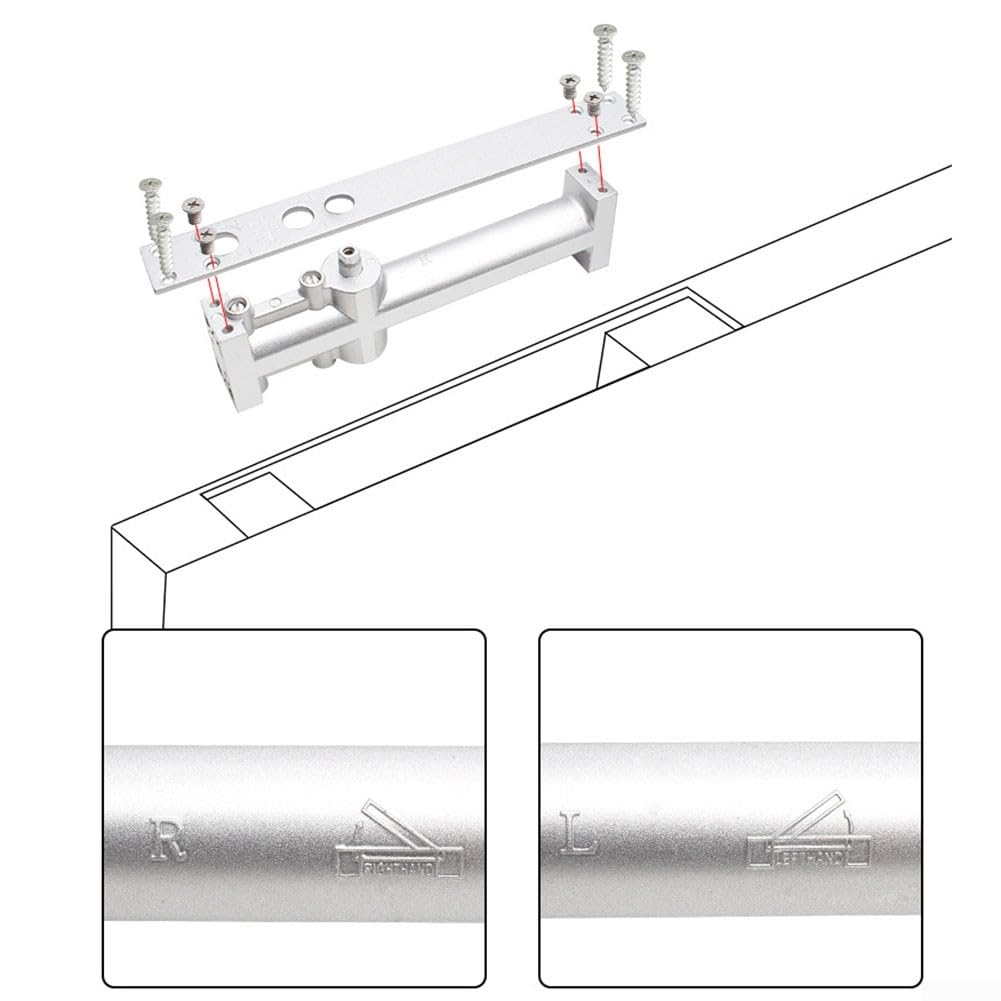 Ukryty hydrauliczny samozamykacz do drzwi – regulowane 2-stopniowe zamykanie, cicha praca, do drzwi o grubości 35 mm, srebrny stop aluminium