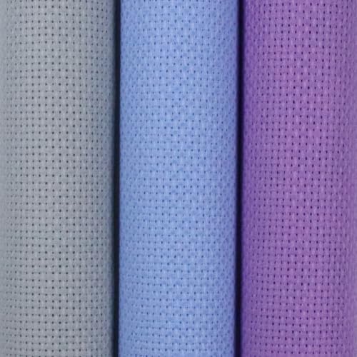 Image of KCS 3 pc of 15 inch x 18 inch(38cmx45cm) 14 Count Cross Stitch Cotton Aida Cloth Needlework Rolled Fabric Box,14CT,Light Grey+Light Blue+Lavender