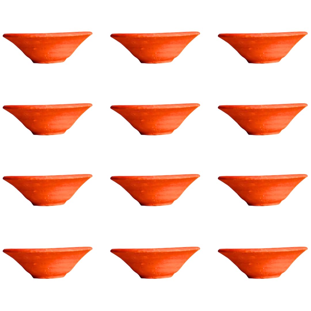C&S Homestore Terracotta Traditional Handmade Clay Diya Set Of 12 – Earthen Oil Lamps For Diwali, Puja, Home Temple, Rangoli, Wedding Decor – Small Kulhad Style Brown Mitti Diyas For Festival Lighting