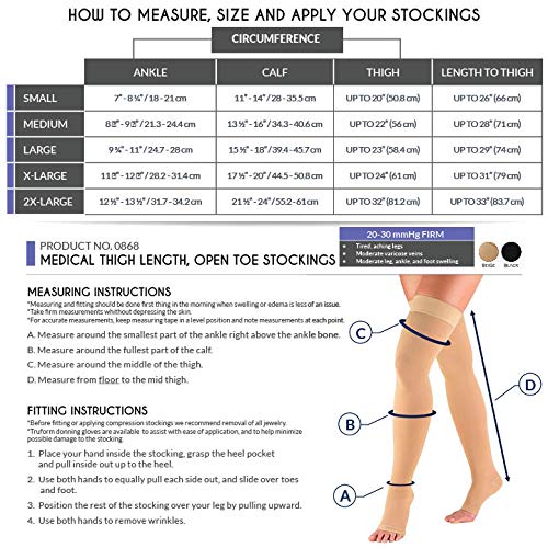 Truform 0868BL-M 20-30 Mmhg Compression Stockings For Men And Women, Thigh High Length thumb #1