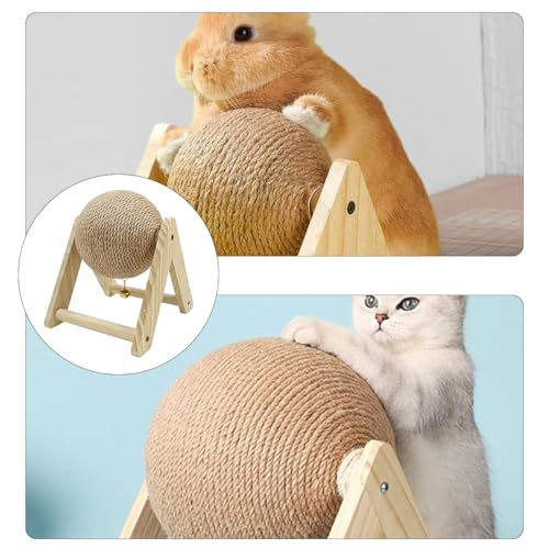 Namvo Pet Kratzball gegen Langeweile, kaufester Sisalball mit Zwergohr-Ohr, geeignet für Hunde und Katzen