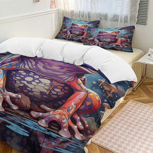 Parure de lit grenouille microfibre douce lavable anti-plis King - 3