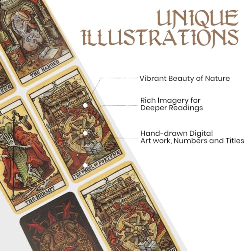 Image of PATPATTarot del Toro Tarot Deck & Guidebook, Party Game Card Deck, Beginners Tarot Deck for Divination and Spiritual Guidance, Dark Fantasy Aesthetic Tarot Deck