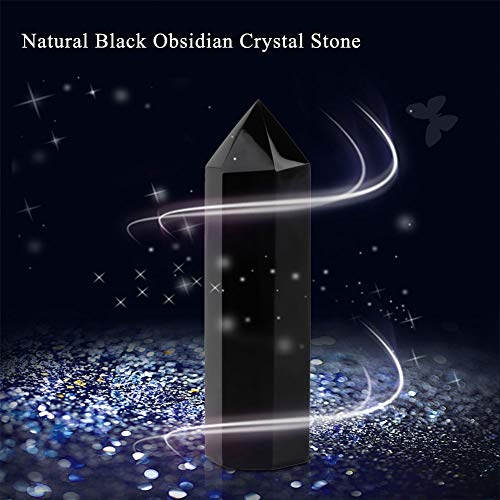 Zwarte Obsidiaan kristalsteen, 1 st. Natuurlijke zwarte obsidiaan genezende kristallen toverstokken zeshoekige staaf pilaar voor chakra reiki genezing en energie werk 5-6cm - Image 5