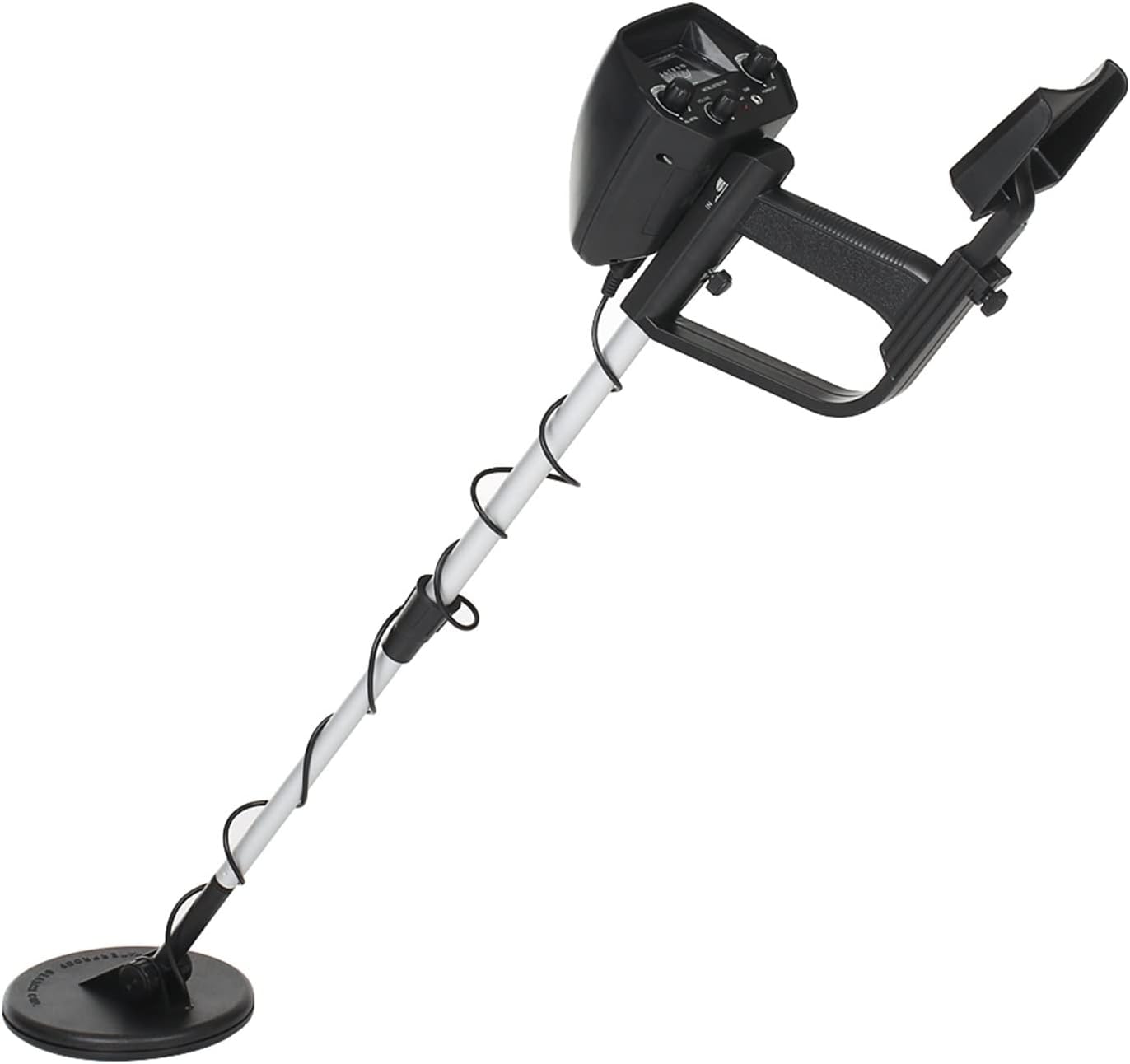 Fully assembled MD4030 Metal Detector, showing the control unit, adjustable stem, and search coil.