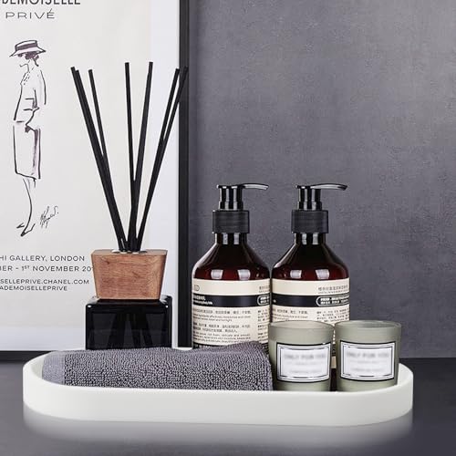 2 Pcs Bathroom Vanity Tray, Silicone Dresser Jewelry Ring White Dish, Decorative Cosmetic Non Slip Tray, Tank Storage Kitchen Sink Countertop Organizer Plate Holder for Perfume Candles Soap Towel - Cosy Home Interiors 2 Pcs Bathroom Vanity Tray, Silicone Dresser Jewelry Ring White Dish, Decorative Cosmetic Non Slip Tray, Tank Storage Kitchen Sink Countertop Organizer Plate Holder for Perfume Candles Soap Towel - Image 5