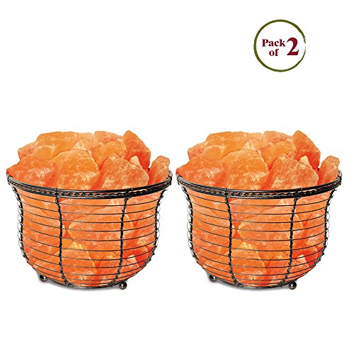 Himalayan Glow 1301BB Basket Salt Lamp 8-10 pounds Each, 2 Piece