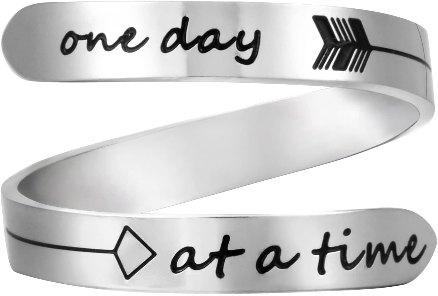 Adjustable silvery Inspirational Stainless Steel Adjustable Bands Cool Stacking Opening Gift for Women Statement