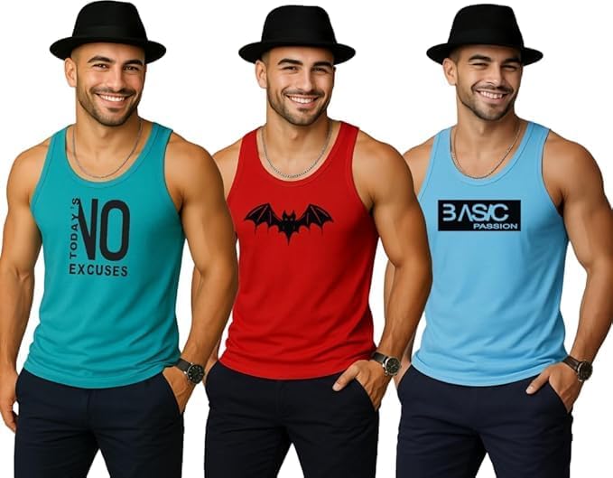 earth star Men's Cotton Tank Top Collection, Sleeveless Gym Vest | Vest for Men | Graphic Print | Casual Wear Vests for Workout-picture-54