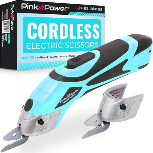 Pink Power Electric Fabric Scissors Box Cutter for Crafts, Sewing,
