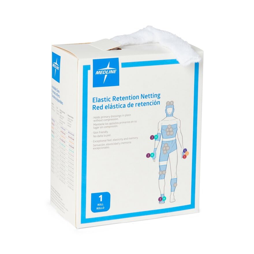 Image of Medline Stretch Tubular Elastic Dressing Retention Net, Size 3, (9 inch x 25 yds), Ideal for Wound Care, Single Pack