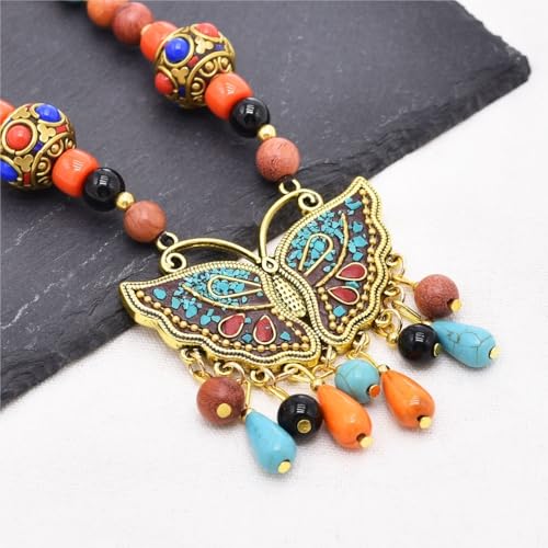 Collar de Cadena mariposa colorida estilo étnico ideal para regalo bohemio 5