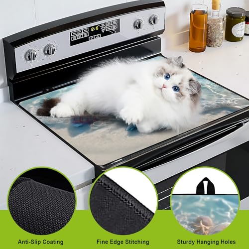 Image of BVBOX 28.5 inch x 20.5 inch Stove Top Cover Mat for Electric Stove, Non-Slip Stove Cooktop Countertop Protector Cover Pad Washable Absorbent for Kitchen Home Decoration (Starfish Shell, 28.5 inch*20.5 inch)