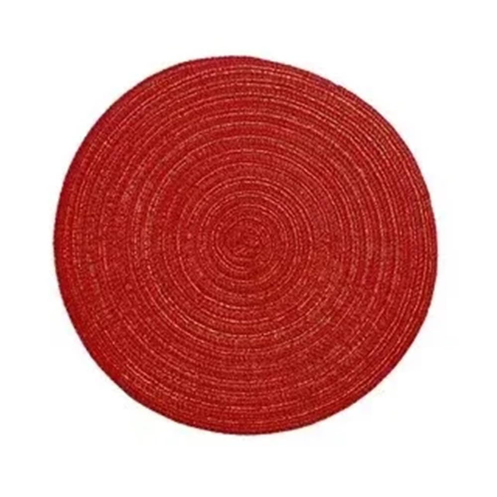 Round Placemat Table Woven Vinyl Individual Placemats for Table Non-Slip Kitchen Tableware Drink Cup Coaster Hoilday Decoration(Red,38cm)