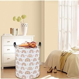 Sanjiaofen Rainbow Laundry Hamper,Kids Laundry Basket Collapsible Girls Storage Baskets for Home Decor,Office,Home Organizer,(Simple Rainbow