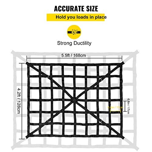 Mophorn 50" X 66" Cargo Net With Cam Buckles & S-Hooks, Cross Strap Truck Bed Cargo Net 4.2' X 5.5', Heavy Duty Cargo Nets Capacity 1100Lbs For Pickup Trucks Trailer Suv Jeeps #TOP3