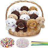 Teyva Daily 12 Sets Adopt a Dog Party Favors Mini Stuffed Animals Set Include 12 Mini Dog with 12 Colorful Chenille Stems and Beads for Adopt a Pet Theme Birthday Party Favors