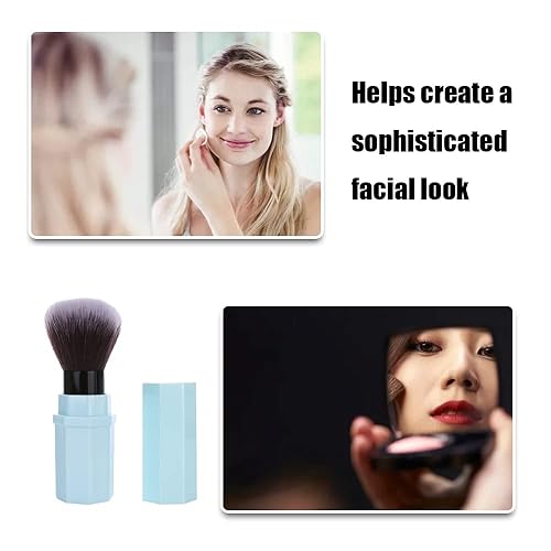 Miniatura 6 de Brocha de maquillaje retráctil Kabuki cepillo de polvo suelto con cubierta cepillo de rubor profesional cepillo de maquillaje de viaje para mujeres