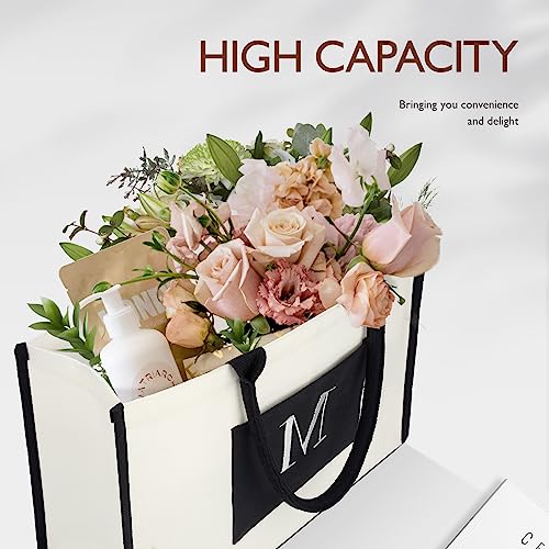 Personalized Initial Canvas Tote Bag, Monogrammed Beach Tote Bag for Women, Birthday Gifts for Women, Bride, Holiday2