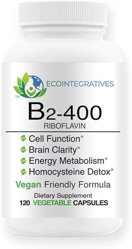 B2-400 Riboflavina pura - Salud del sistema nervioso, desintoxicación de homocisteína, cardiovascular, ayuda a aumentar la energía, la claridad