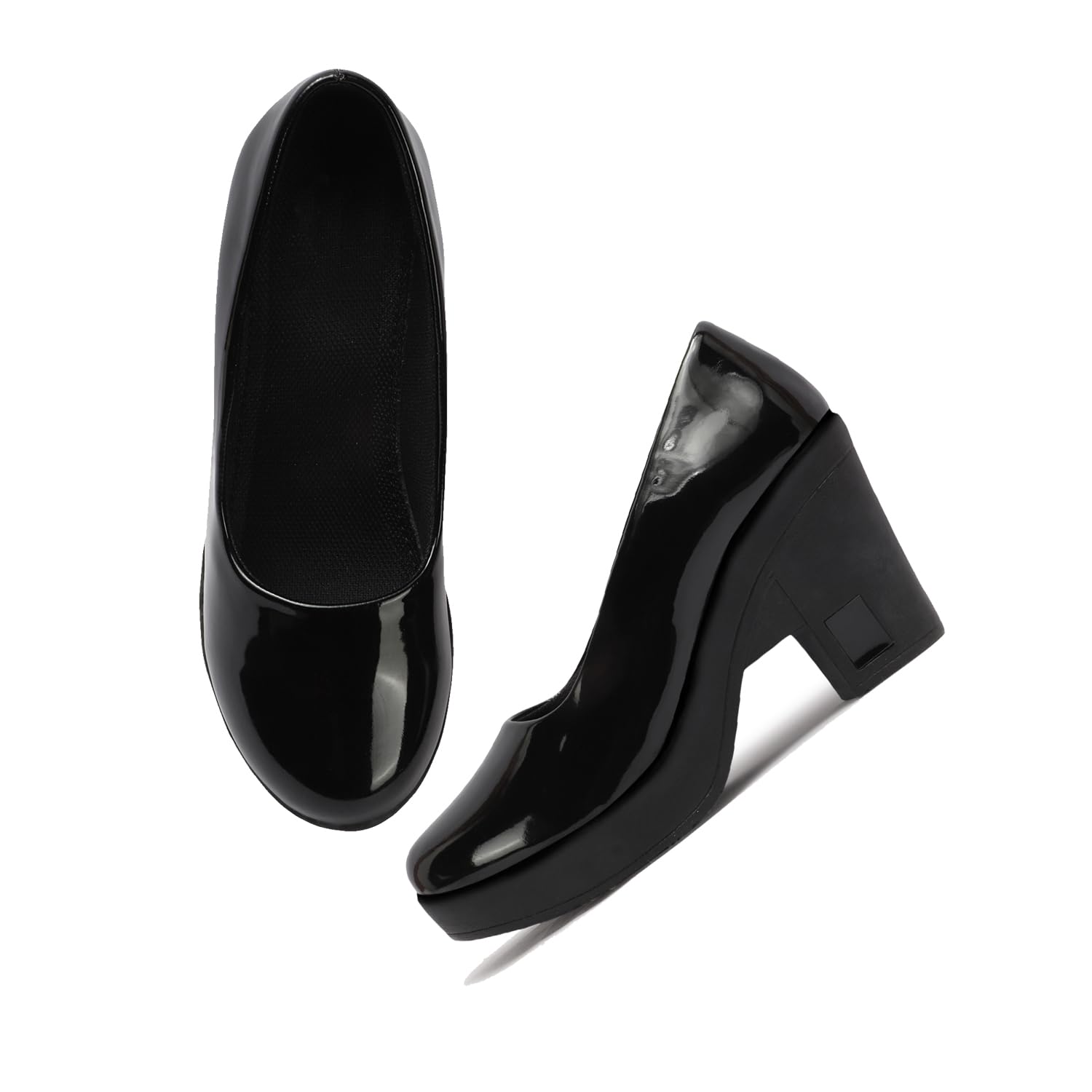 Womens Lovedop Women's Bellies|Slip-on Glossy Block Heel Ballerinas |Casual Wear-image-31