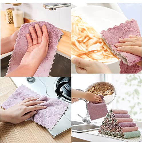 10 Pack Kitchen Towels Dish Towels, Reusable Cleaning Cloths, Absorbent Multipurpose Dish Cloths, Coral Velvet Dishtowels, Washable Fast Drying, Soft Tea Towels, Table Cleaning Cloths. Multicolor. #TOP5
