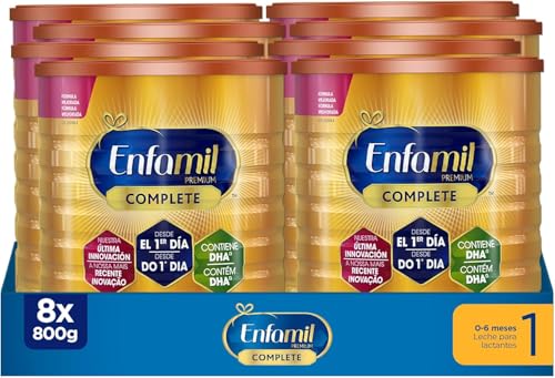 Enfamil Pack x8 Complete 1 Leche infantil para lactantes de 0 a 6 meses de edad, fórmula para bebés recién nacidos, Pack de 8 x 800 gr