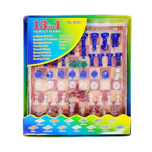 13 in 1 Family Board Game Set with Chess, Ludo, Checkers, Snakes ...