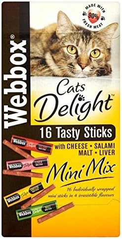 Webbox Cats Delight 16 Tasty Mini Sticks with Cheese, Salami, Malt & Liver 32g
