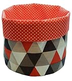 Körbchen aus Stoff zum Wenden, waschbar - Dreiecke rot beige & Polka dots rot -