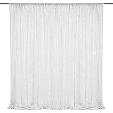 Picture of WISPET White Sequin Backdrop Curtains 1 Panel 10FTx10FT Glitter White Drapes Photo Backdrop Drapes Party Wedding Baby Shower Curtain Sparkle Photography Party Decor Background