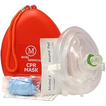 MCR Medical Pack of 50 CPR Rescue Mask، Adult / Child Pocket Resuscitator، Hard Case with Wrist Strap