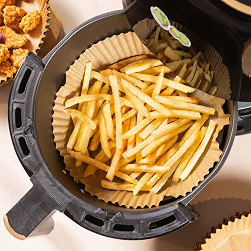 Madmedic Large Air Fryer Liners Unbleached Air Fryer Disposable Paper Liner 9 Inch Round 8Qt To 12 Qt 100Pcs Nonstick Parchment Paper Greaseproof Air Fryer Liners Disposable For Ninja Air Fryer #TOP6