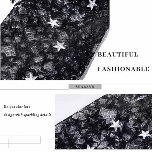 Image of Leg Warmers Lace Star Ruffle Long Thigh Highs Socks Black Y2K Leg Warmers for Women