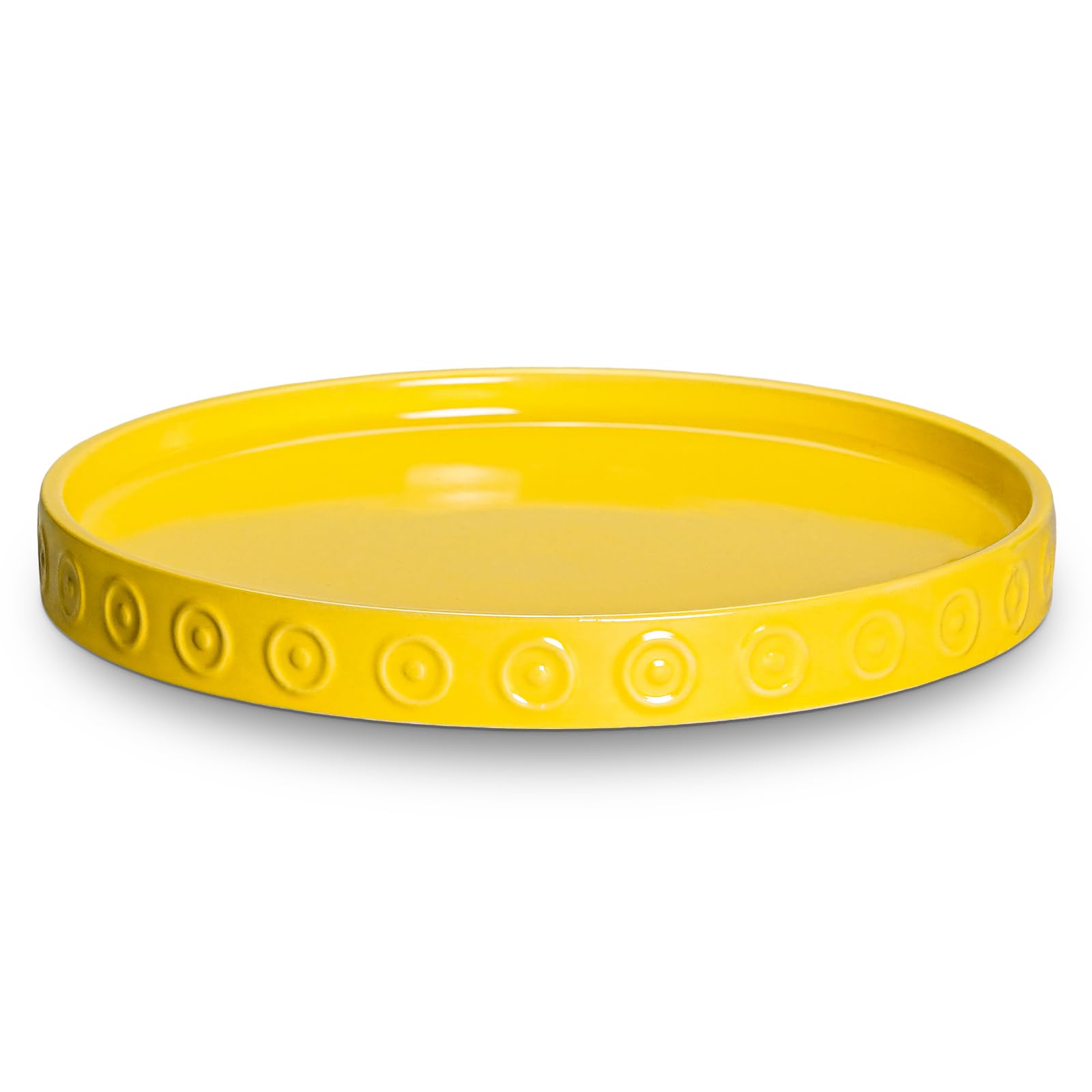 Eightpot Plant Trays for Pots 5.6 Inch, Plant Water Catcher Tray for Indoor Outdoors, Ceramic Plant Saucer, Round Plants Plate, Boho Plants Dishes to Catch Water, Decorative Flower Pot Trays, Yellow