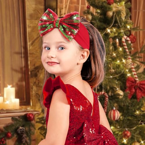 YanJie Valentines Bows Baby Girl Headband Red Bow Baby Pink Headband Heart Newborn Wide Hairbands Valentines Gift Handmade Hair Accessories Infant (RG-Christmas Bow)3