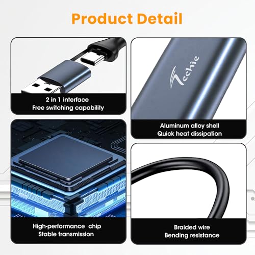 Image of Techie Dual Interface HDMI 4K Video Capture Card | Type-C & USB 3.0 | Compact Plug-and-Play Device for Gaming, Streaming, Broadcasting & Video Recording | Silver