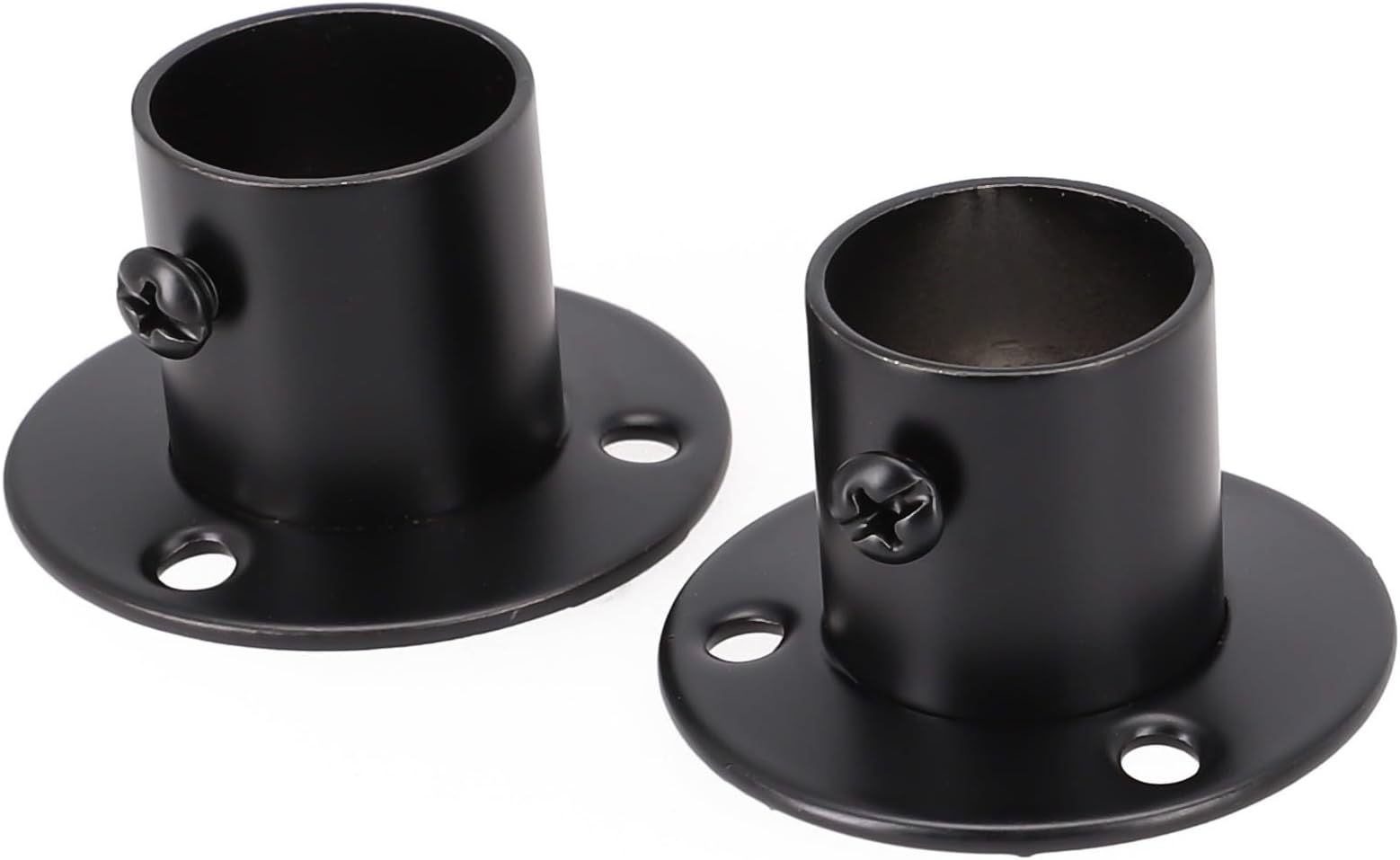 Stainless Steel Wardrobe Bracket Flange Rail Rod Socket End Support Closet Rod Holder Wall Mount Pole Support for Bathroom Kitchen Bedroom Balcony Black 2 Pieces(22mm)