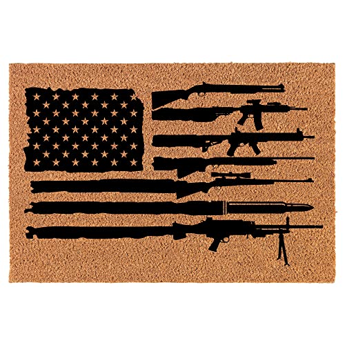 Coco Coir Door Mat American Flag With Guns