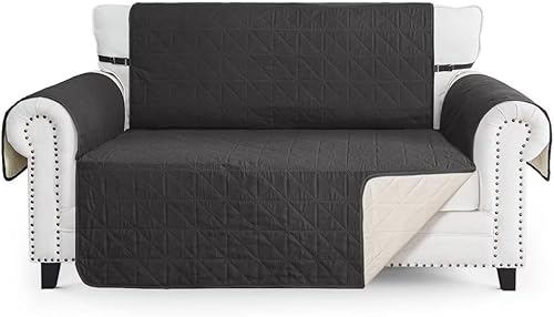 Funda antideslizante para sofá biplaza reclinable 100% impermeable, protector de muebles con bolsillo y correas elásticas para mascotas, 46