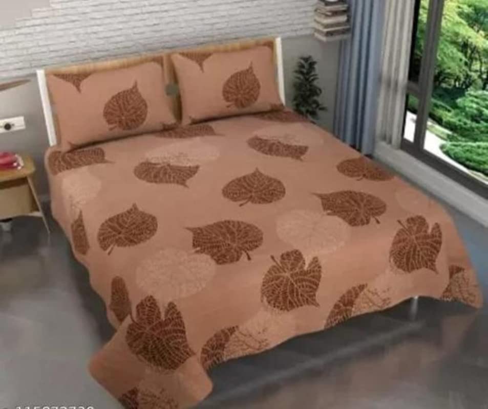 Image of New Town Cotton Feel Glace Cotton Elastic Fitted Printed Queen Size Double Bed Bedsheet with Matchig 2 Pillow Covers Fits Upto 8 Inches Mattress Size Safari 2392